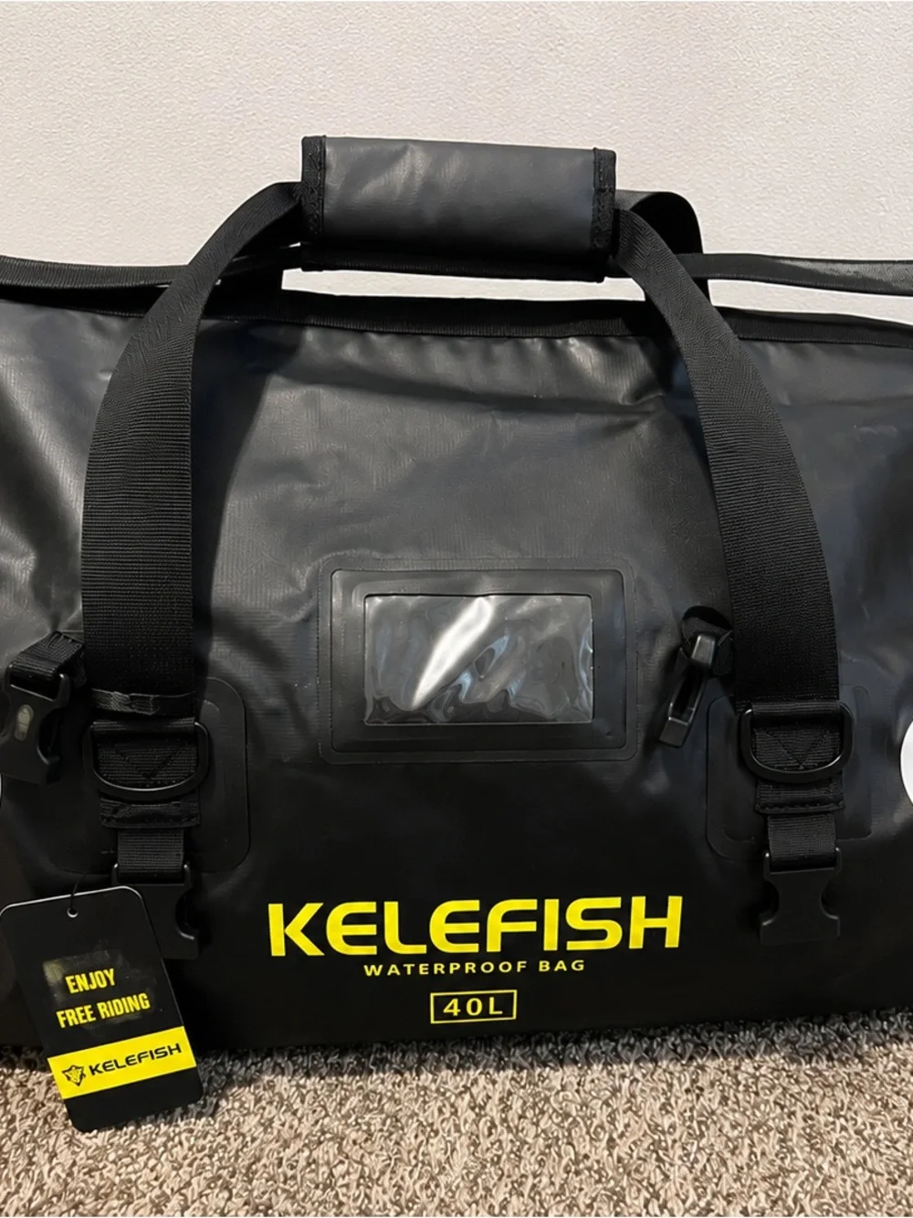40L Waterproof Black Duffel Bag - Heavy-Duty Travel Gear